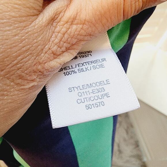 EQUIPMENT BLUE/GREEN SILK STRIPE BUTTON DOWN BLOUSE SIZE SMALL - Picture 2 of 7